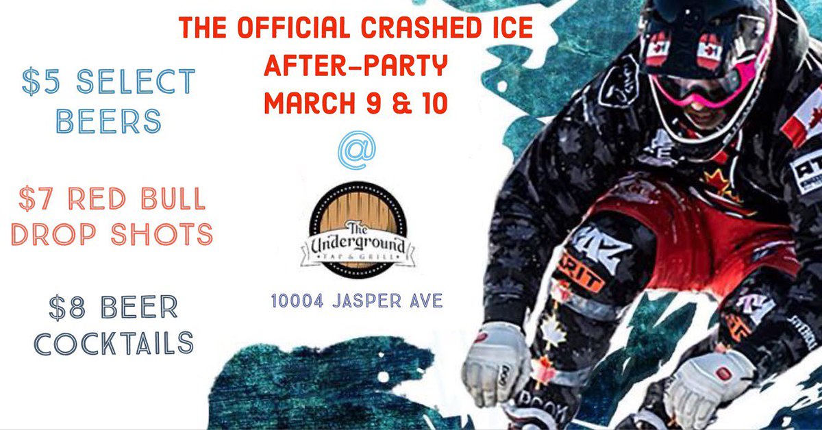 Underground_edm's tweet image. Stop by after @CrashedIce for The Official Crashed Ice After-Party
$7 #RedBull #DropShots
$5 Select #beers from @alley_kat_beer @AbroBryggeri @gpbrewingco 
$8 #BeerCocktails
#yeg #yegevents #yegdeals #yegdt #jasperave #craftbeer #redbullcrashedice #crashedice #afterparty