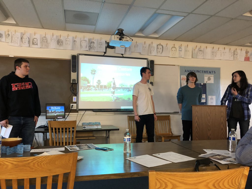 <a href="/NapaHigh/">Napa High School</a> Manfacturing Students pitch their business plan to community members. #CareerReadiness #CTE <a href="/NapaCOE_CCRD/">Gillie Miller</a> <a href="/swagnerNCOE/">Seana Wagner</a> <a href="/barbnemko/">Dr. Barbara Nemko</a> <a href="/NapaMikeSmith/">Michael</a>