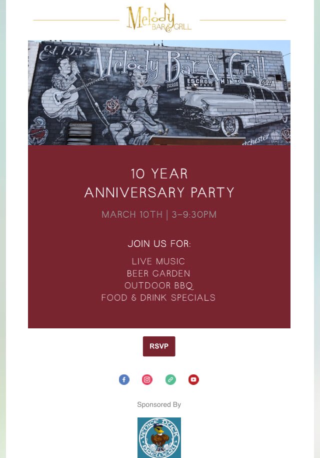 Celebrating our 10 year anniversary 3/10/18 3pm-9pm FREE SLICES of pizza from <a href="/melodypizzalax/">Melody Pizza</a> for the 1st 100 people &amp; $1 draft from <a href="/veniceduck/">Venice Duck Brewery</a> while kegs last <a href="/VenicePaparazzi/">Venice Paparazzi</a> #Craftbeer <a href="/laxmagazine/">LAX Magazine</a> <a href="/SocialInLA/">Social N Los Angeles</a> <a href="/LAXCoastal/">LAX Coastal Chamber</a>