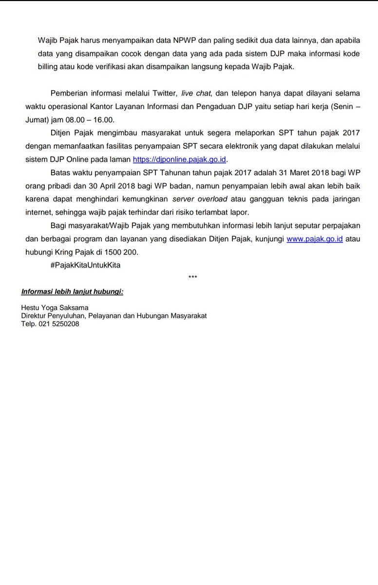 DitjenPajakRI's tweet photo. #SiaranPers DJP Buka Layanan Lupa EFIN, Pembuatan Kode Billing, dan Kode Verifikasi via Twitter dan Live Chat https://t.co/blEXjm42I9