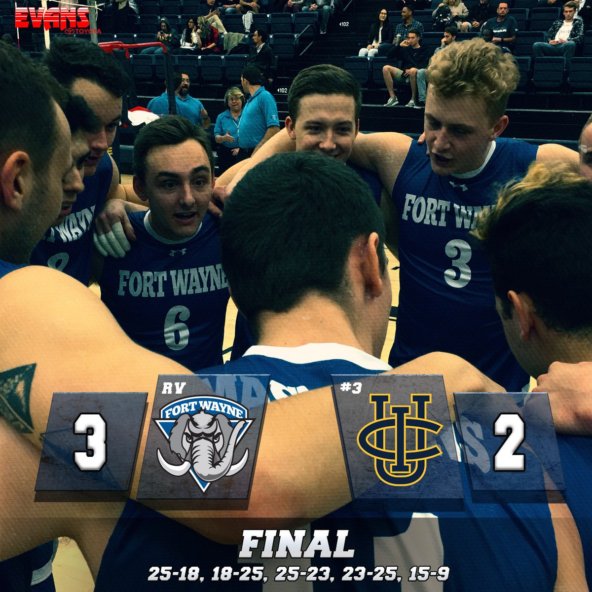 THAT'S AN UPSET!!! Fort Wayne defeats No. 3 UC Irvine in five sets!  This is the first time Fort Wayne men's volleyball has beaten a No. 3 team! #GoDons #MIVAvb