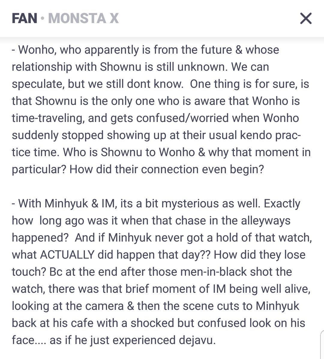 MXkrissyMB's tweet photo. A theory that popped up in my head after looking at the announcement & schedule photos. My brain hurts now ๐๐๐
@OfficialMonstaX #MONSTA_X #THE_CODE #THE_CONNECT #protocol_terminal #dejavu #๋ชฌ์คํ์์ค #๋์ฝ๋ #๋์ปค๋ฅํธ https://t.co/gPKaKn6CZz