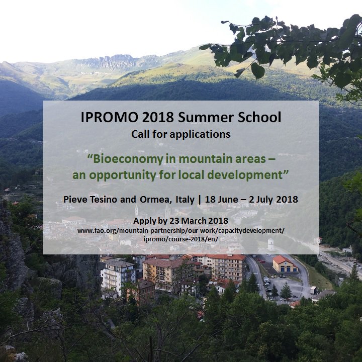 Call for applications for the 11th IPROMO - the Mountain Partnership's training programme on sustainable mountain development. Learn about the 2018 course and apply here: ow.ly/hNtz30iMJjM