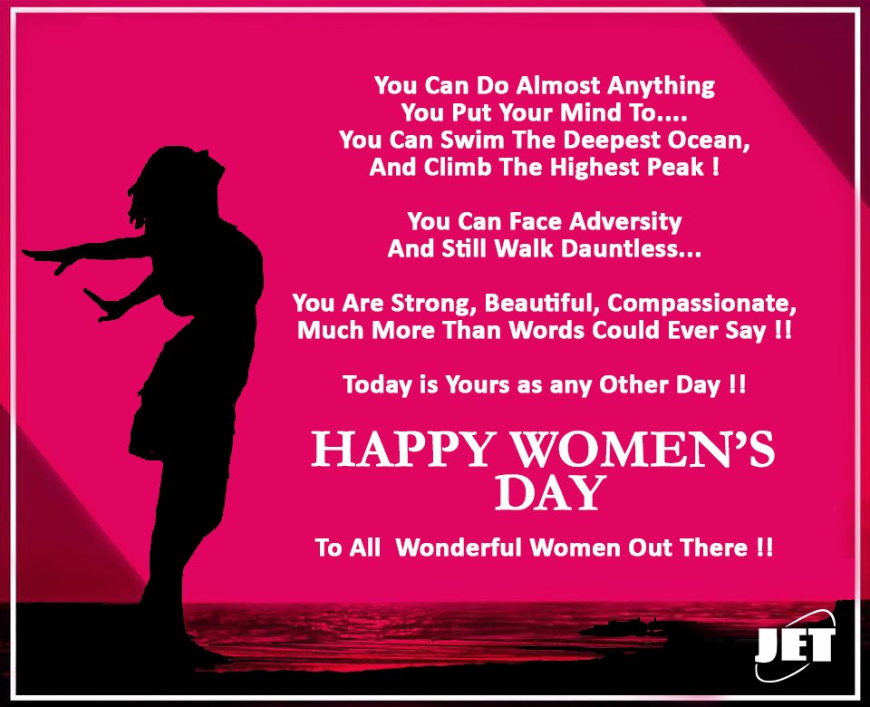 india_jet's tweet photo. #jetindia Beauty is the Journey, empowerment is the destination.
Happy Women's Day to all Ladies...
#worldwomensday #respectwomen #womenpower #girlpower https://t.co/FBDflPUoz3