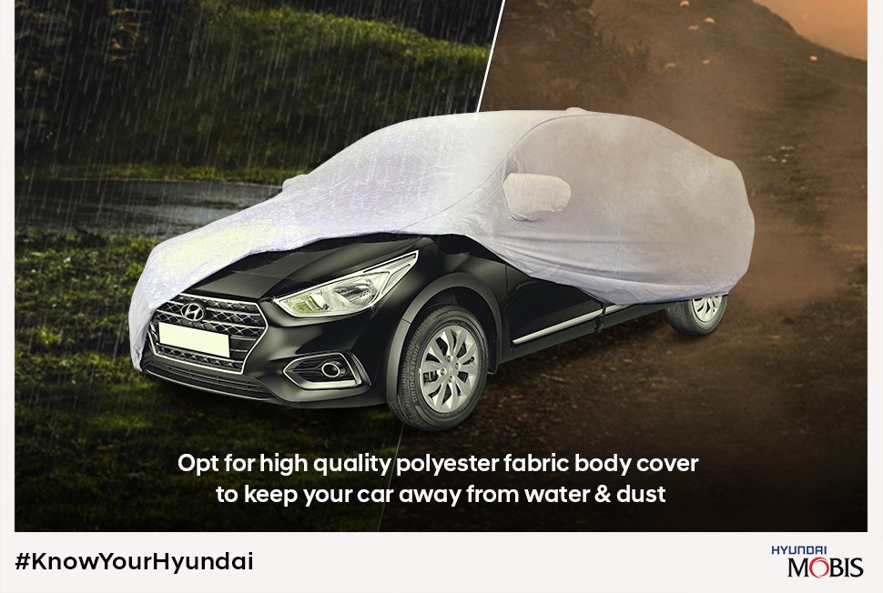 HyundaiMobisIN's tweet photo. Always drive in style and protect your @HyundaiIndia car through changing seasons with #MobisIndia’s water &amp; dust resistant car body cover.
#KnowYourHyundai #HyundaiGenuineByMobis. https://t.co/Xk0zC8XwQe