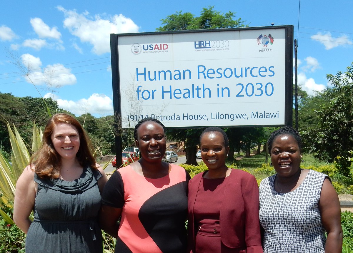 SamanthaMLaw's tweet photo. Celebrating International Women's Day with some amazing female leaders in Malawi on the @HRH2030Program, Dr. Grace Namaganda, Taonga Mwenifumbo, and Elizabeth Nyanja @Chemonics #IWD2018 https://t.co/rYHqX1YaH3
