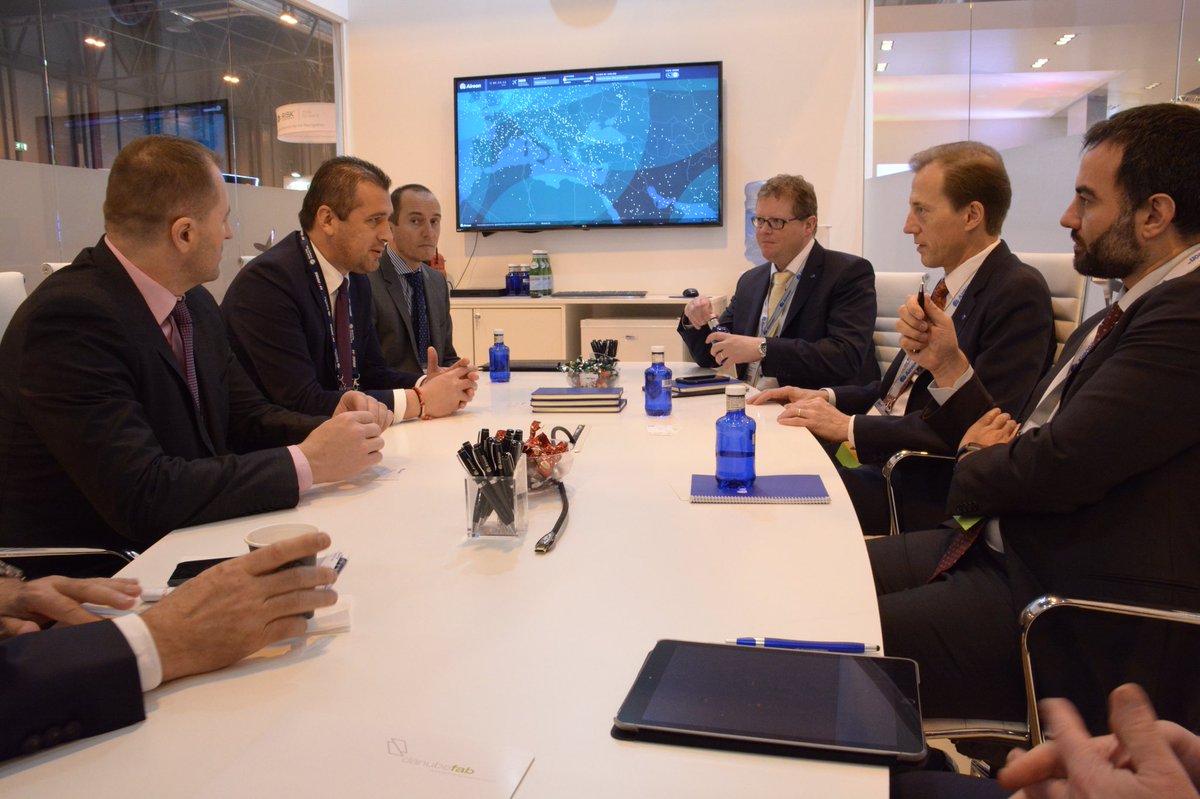 DANUBEFAB's tweet photo. @DANUBEFAB ANSPs #ROMATSA and #BULATSA signs during @WorldATM_now a Non Disclosure Agreement with @AireonLLC to continue the collaboration for the implementation of Space Based ADS-B in the DANUBE FAB airspace. #SpaceBasedADSB #DanubeFab #surveillance #ROMATSA #ROMATSA #Aireon https://t.co/JddWaQ53Qe