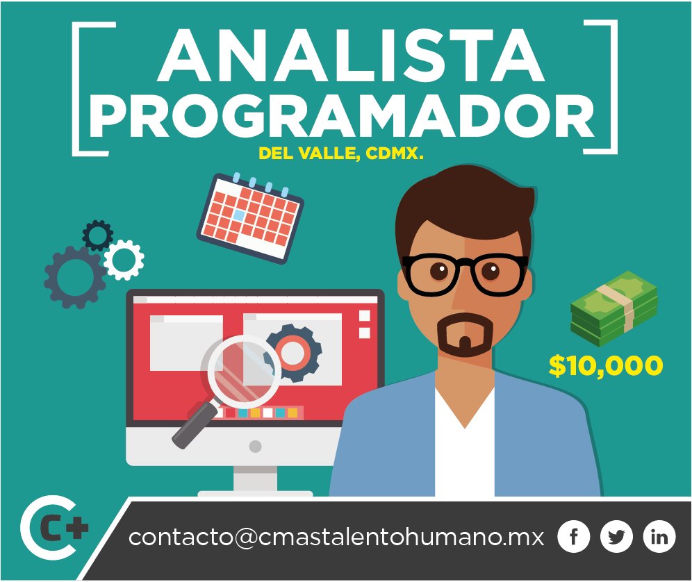 ctalentohumano's tweet image. 📢 ¡Se Busca #AnalistaProgramador!
👨🏽🎓 Licenciatura o Bachillerato Técnico en Programación o Afín.
⏰ Lunes a Viernes - 9:30 a 19:00 hrs.
📍 Del Valle, CDMX
💰 $10,000 + Prestaciones de Ley.
📩 Envíanos tu CV al correo: contacto@cmastalentohumano.mx
Asunto: Programador