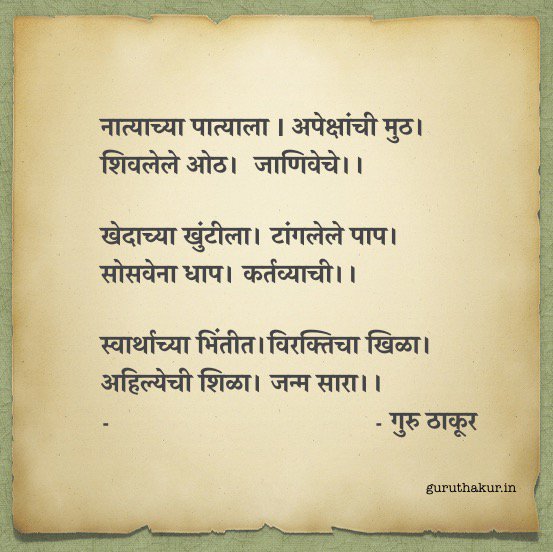 नात्याच्या पात्याला
अपेक्षांची मुठ
शिवलेले अोठ
जाणिवेचे
#जागतीकमहिलादिन