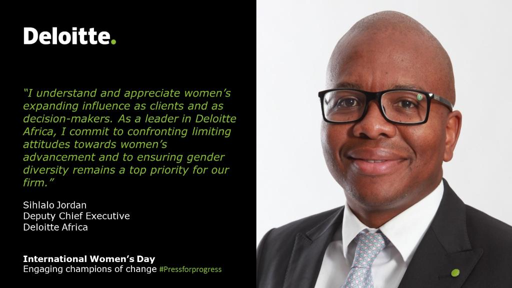 DeloitteSA's tweet photo. #PressforProgress #IWD #IWD2018 cc @Mgcinisihlalo https://t.co/Gu06nCweue