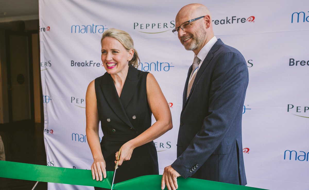 MantraGroup's tweet photo. We are proud to have officially opened the doors at Brisbane's first Peppers, FV by Peppers, with Minister for Tourism @katejonesqld and Mantra Group's Chief Operating Officer Tomas Johnsson cutting the ribbon to celebrate the landmark hotel opening https://t.co/grJBjET2nt https://t.co/807JX4W4Wu