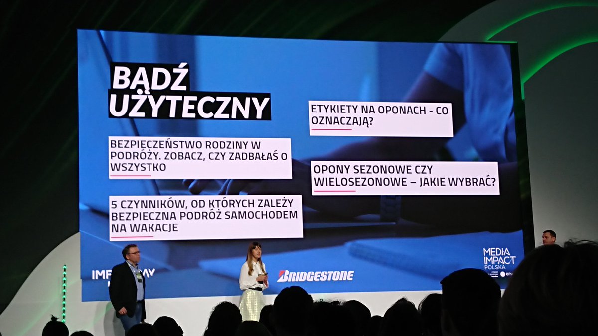 GosiaMadej's tweet photo. Jak efektywnie robić content marketing? Personalizuj, angażuj, "zaludnij" content, akcentuj, bądź użytecznyny, dbaj o jakość na przykładzie kampanii #brigdestone #impactday #growth https://t.co/8oB0lRqY9U