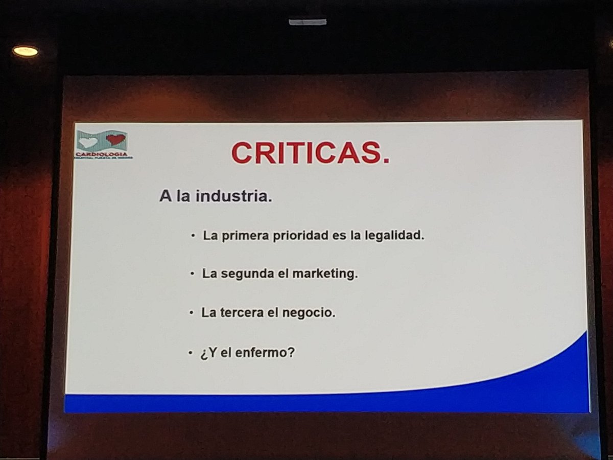 satware's tweet photo. Y ahora las críticas a la industria, que soporta una gran presión legal, debe defender su negocio y esto no siempre es compatible con el mejor interés del paciente #Ritmo18 https://t.co/6zrm9rC4qb