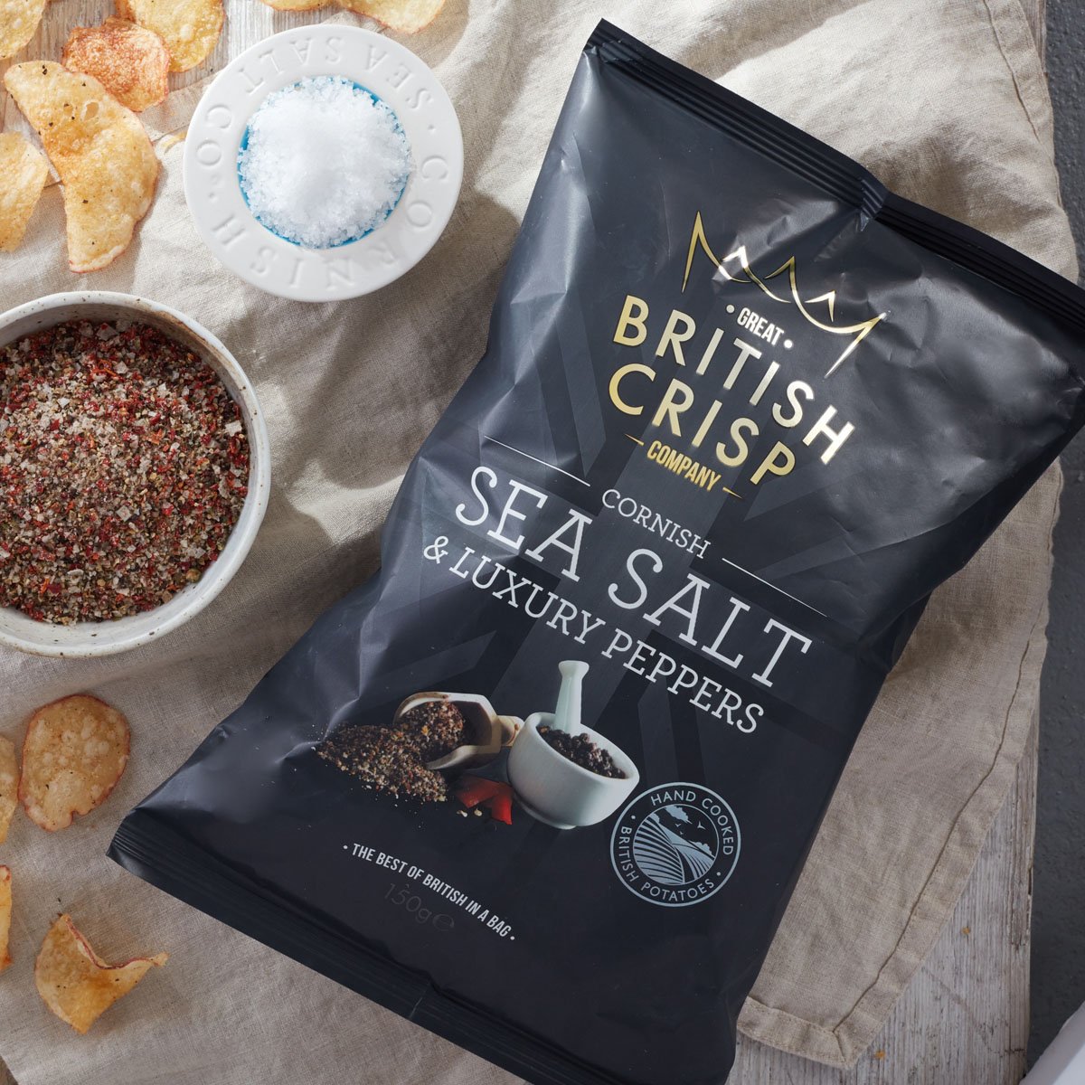 We use a special blend of luxury peppers and Cornish Sea Salt to make sure your crisps pack the perfect punch. #GreatBritishTaste