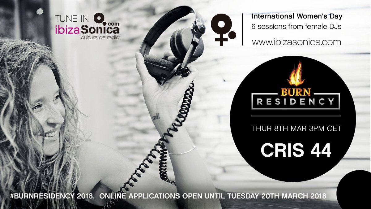 cris44dj's tweet photo. Today special set #internationalwomensday2018 at @ibizasonica 15:00h powered by @burn. Music powered by woman !!! https://t.co/BnYFk4J0F4