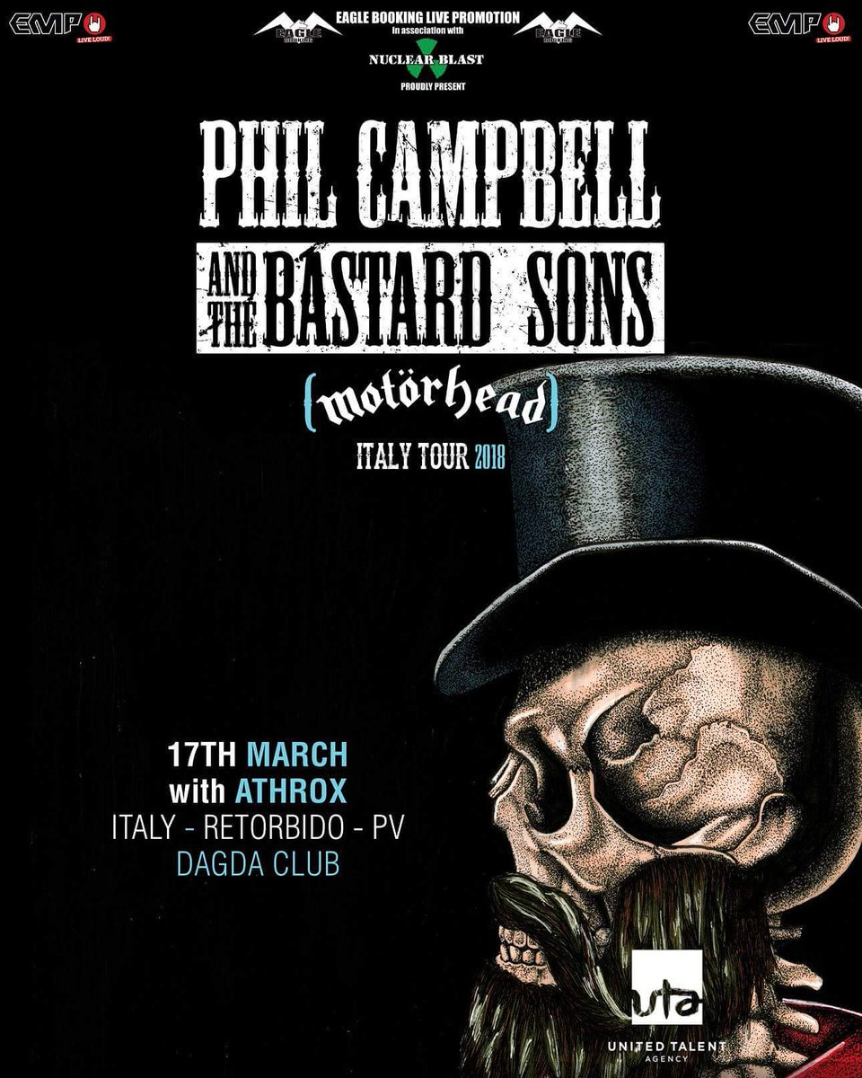 OfficialAthrox's tweet photo. il 17 Marzo 2018 divideremo ancora una volta il palco con la band di Phil Campbell, il leggendario chitarrista dei Motörhead, al DAGDA Live Club di Retorbido (pv).
Info evento: https://t.co/y2LAuGyhaU
💵 Acquista qui> https://t.co/Y3smUV1OTf
#athrox #official #philcampbell #eagle https://t.co/r084gWEuoj