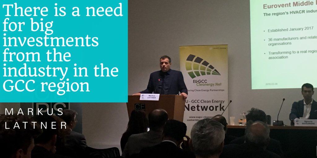 “There is a need for big investments from the #EU industry in the #GCC region”, Markus Lattner, Director <a href="/EuroventME/">Eurovent Middle East</a>