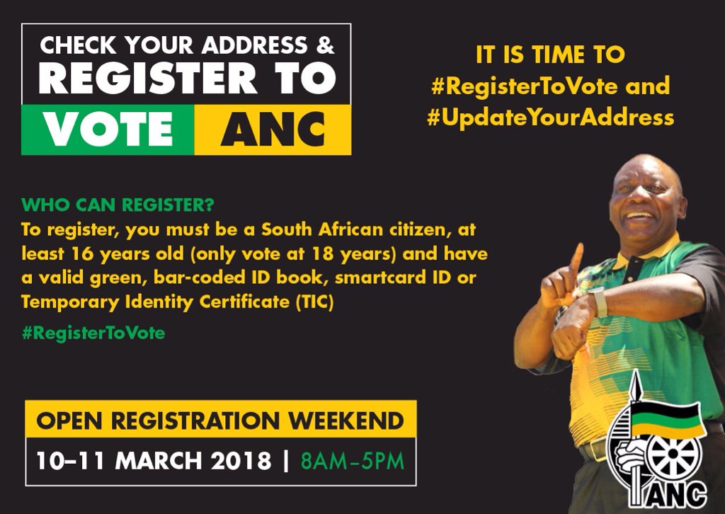 IT IS TIME #RegisterToVote and #UpdateYourAddress this weekend, 10 - 11 March 2018