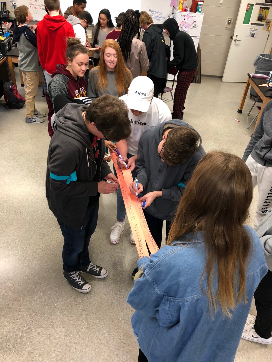 BrownBioNAHS's tweet photo. Modeling DNA replication, Helicase and DNA Polymerase hard at work! #50nucleotidespersecond #goingbeyondtheX #NSTA18 #thisstuffisamazingggg https://t.co/952oSS4b37