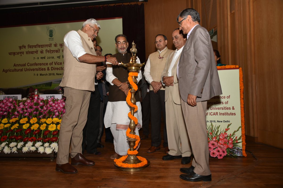 Lighting lamp on the occasion of Conference of #ViceChancellors of #AgriculturalUniversities and Directors of #ICAR Institutes at NASC Complex, New Delhi, today.