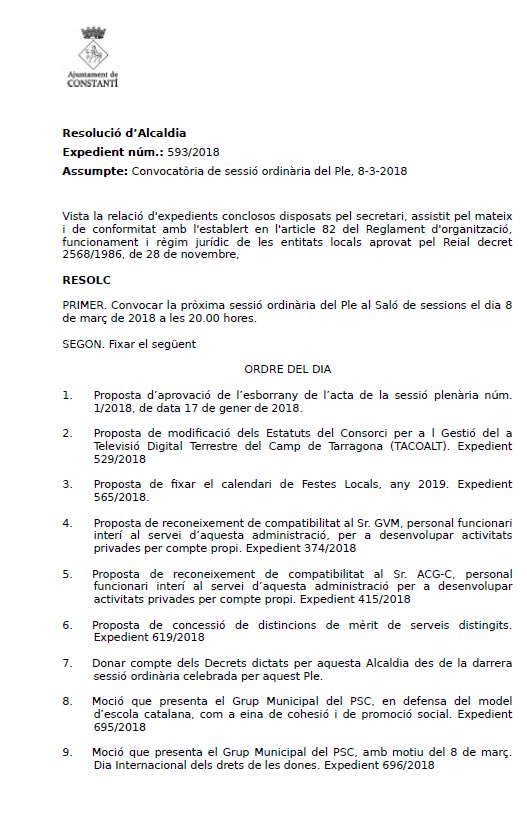 PPConstanti's tweet photo. Pleno Constantí, hoy a las 20:00 en Ayuntamiento. @PPConstanti https://t.co/TtgDbJpH6B