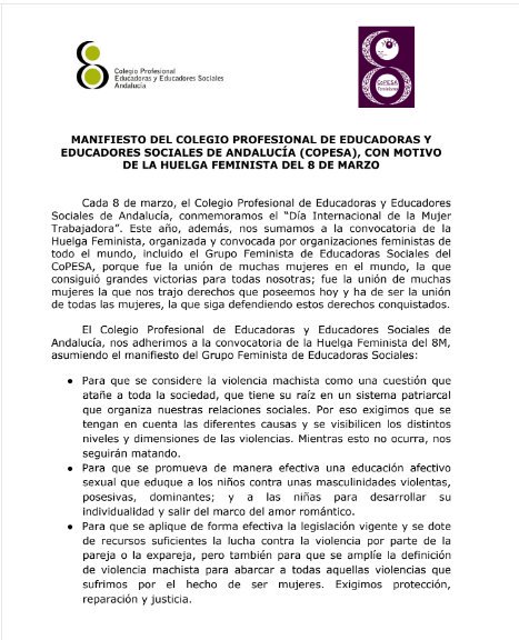 mirpalgom's tweet photo. Sobran motivos para la #HuelgaFeminista #8MarzoUAL #EducaciónSocial https://t.co/gNiomzUTCb
