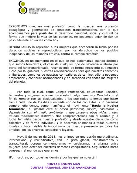 mirpalgom's tweet photo. Sobran motivos para la #HuelgaFeminista #8MarzoUAL #EducaciónSocial https://t.co/gNiomzUTCb