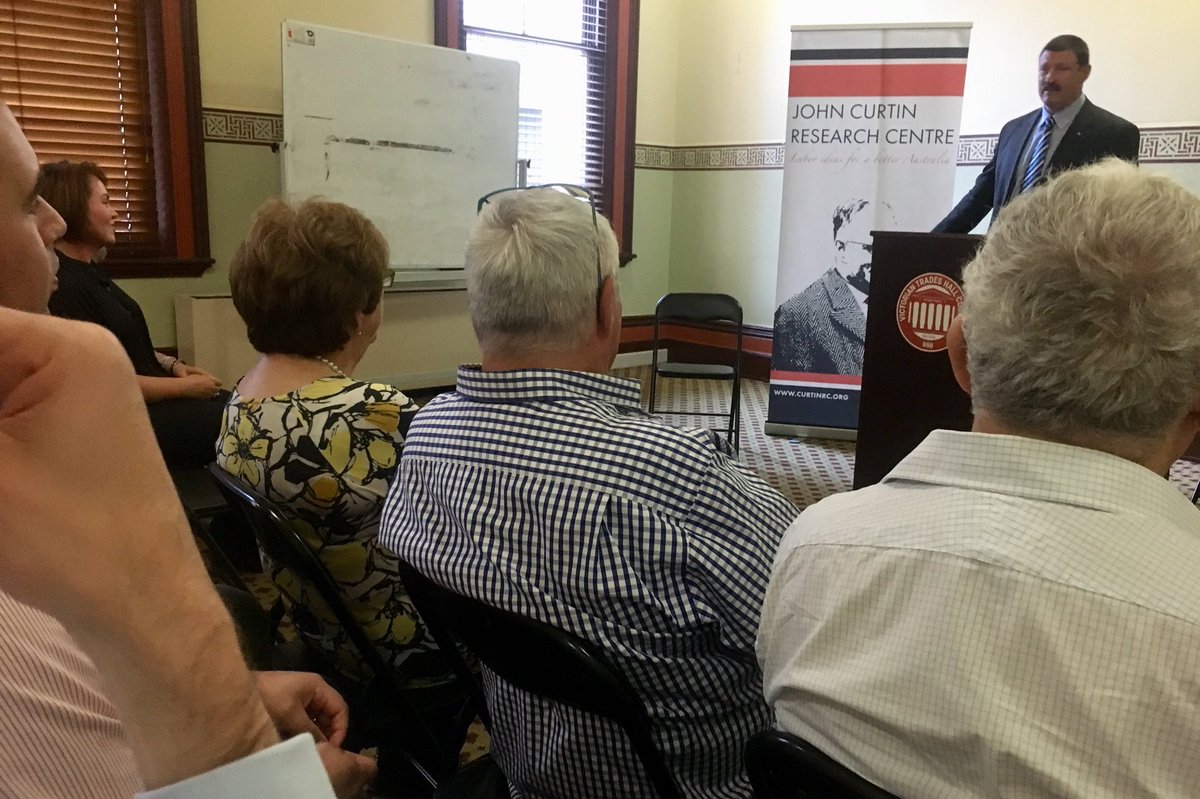 curtin_rc's tweet photo. @MikeKellyofEM addressing a packed house at @VicUnions on the history, tradition and current challenges of Australia’s security #australiasafe https://t.co/4u1rligroX