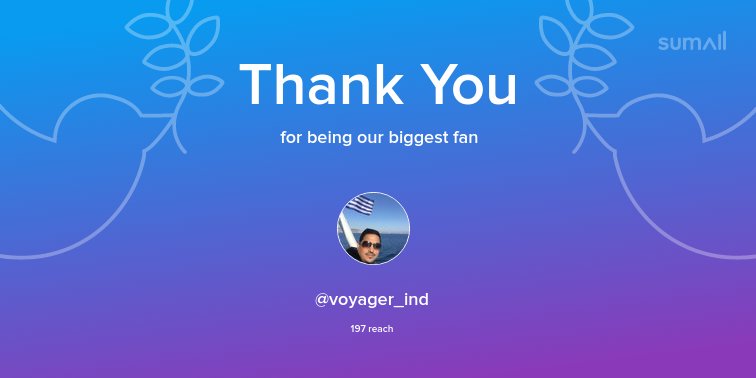 Our biggest fans this week: <a href="/voyager_ind/">Nik</a>. Thank you! via sumall.com/thankyou?utm_s…
