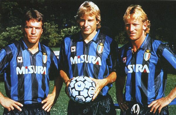 #ThrowbackThursday: @Inter days with @J_Klinsmann and #AndiBrehme! #110yearsofInter #ForzaInter ⚫️🔵
