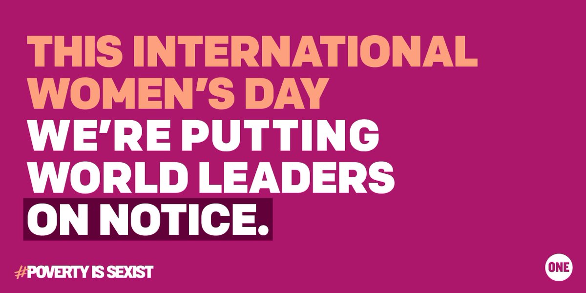ONECampaign's tweet photo. 130M girls are out of school. 
39,000 girls became child brides today. 
1B women don’t have access to a bank account. 
Enough is enough. #PovertyIsSexist → https://t.co/kmqYkbGNPj https://t.co/EctlHiY9Ov