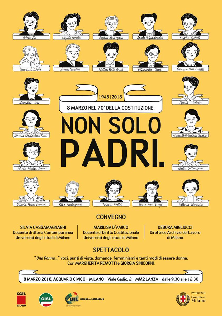 #FestadellaDonna: l'8 marzo nel 70° della Costituzione. Lo sapete che le donne hanno avuto un ruolo importantissimo nella #Carta della #Costituzione? Se ne parlerà dalle 9.30 al Convegno che si terrà presso l'Acquario Civico di #Milano bit.ly/Festa_della_Do…
