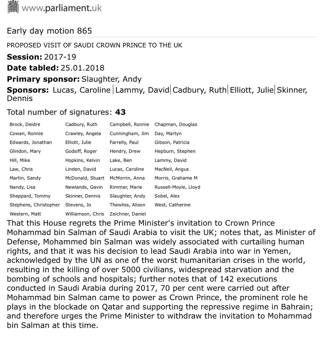 SAlwadaei's tweet image. 43 MPs publicly denounced MbS visit to London
#SaudiPrinceNotWelcome #Yemen

Email your MP &amp;amp; ask them to speak out: caat.org.uk/get-involved/a…
