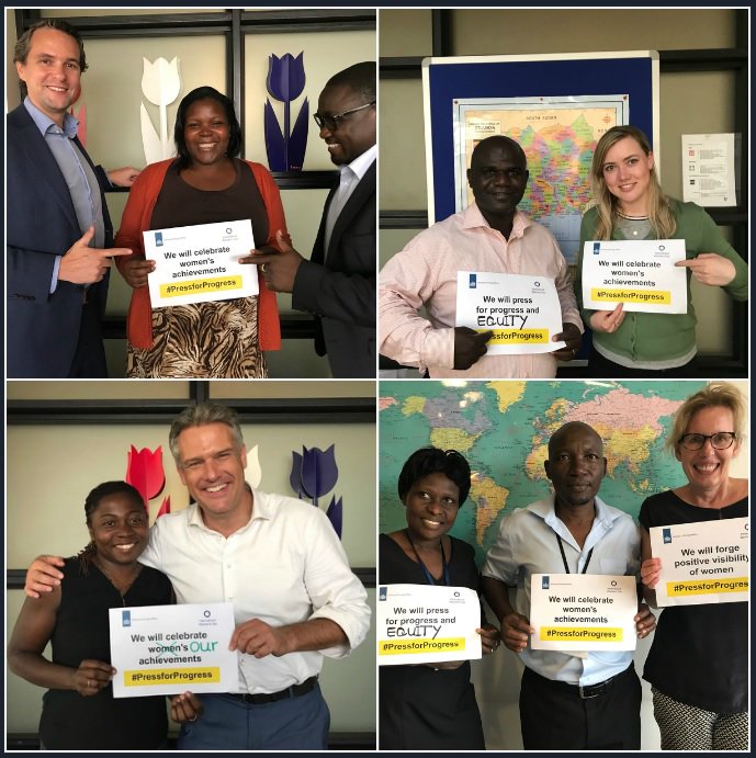 It's #InternationalWomensDay today! An opportunity to reflect on the achievements of women globally. We at the Embassy of the Netherlands in Uganda press for more progress! #PressforProgress #IWD2018