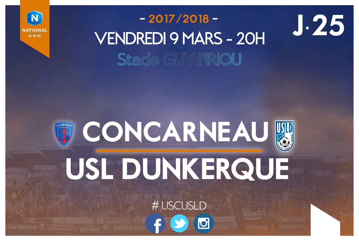 usldunkerque's tweet photo. 🔥VEILLE DE MATCH 🔥
🏆 #NationalFFF
⚽️@USConcarneau vs USLD
📍 Stade Guy Piriou
🕒20h
#USCUSLD https://t.co/Se31wlveeY