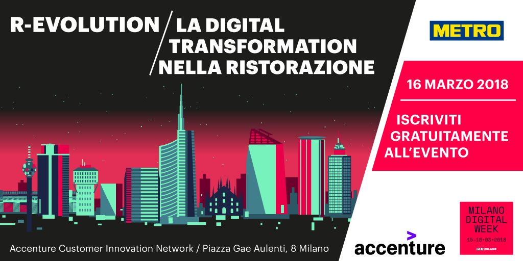 METRO_Italia's tweet photo. Il futuro della ristorazione sta nel digitale! Il 16 marzo parleremo di #digitaltransformation nel settore #horeca con @Accentureitalia, @METROAccel, startup e tanti esperti. Non mancare! Per iscriverti clicca qui: https://t.co/qNPgIPDxn4 #digihoreca https://t.co/mYwRCKWdhI
