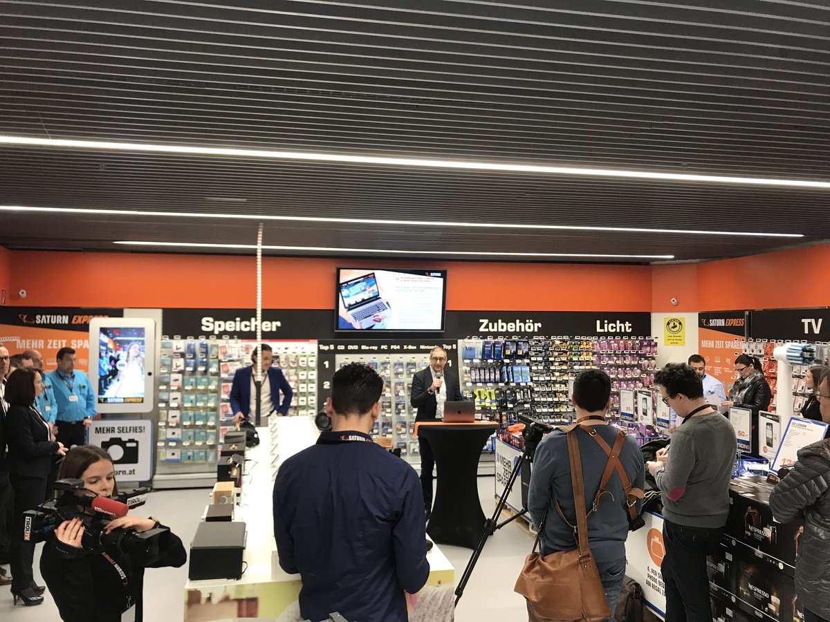 MishiPayApp's tweet photo. Exciting press conference to kick off our first Pilot with @MediaSaturn @SaturnAustria the first #cashierless store in Europe selling the most exciting consumer electronics! #SaturnExpress #ScanPayLeave https://t.co/5H3zfMxAAA