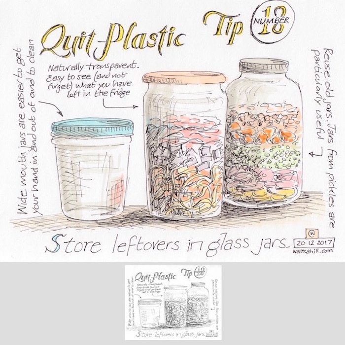 Quit Plastic: Tip No18 in colour goo.gl/fKuPTv #quitplastic #leftovers #glassjars #solidsoap  #quitplasticwrap #quitclingfilm #greenpeace #foe_us #foe_usa #quitplastic #sustainability #environment #artjournal #artjournaling #sketchbook #inkdrawing #dailypost