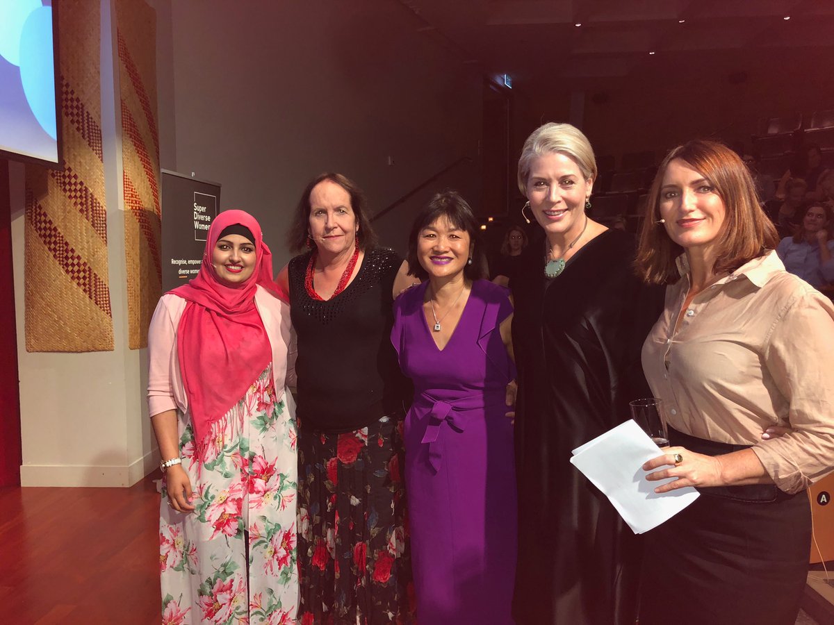 #superdiversewomen #globalwomen With @JWardLealandNow @paulapenfold @CathyParker1 Jodie Long , @ShahbebaAli after speaking at combined event on what’s different about being a woman in journalism,acting, when also transgender or Muslim and what Business needs to do differently