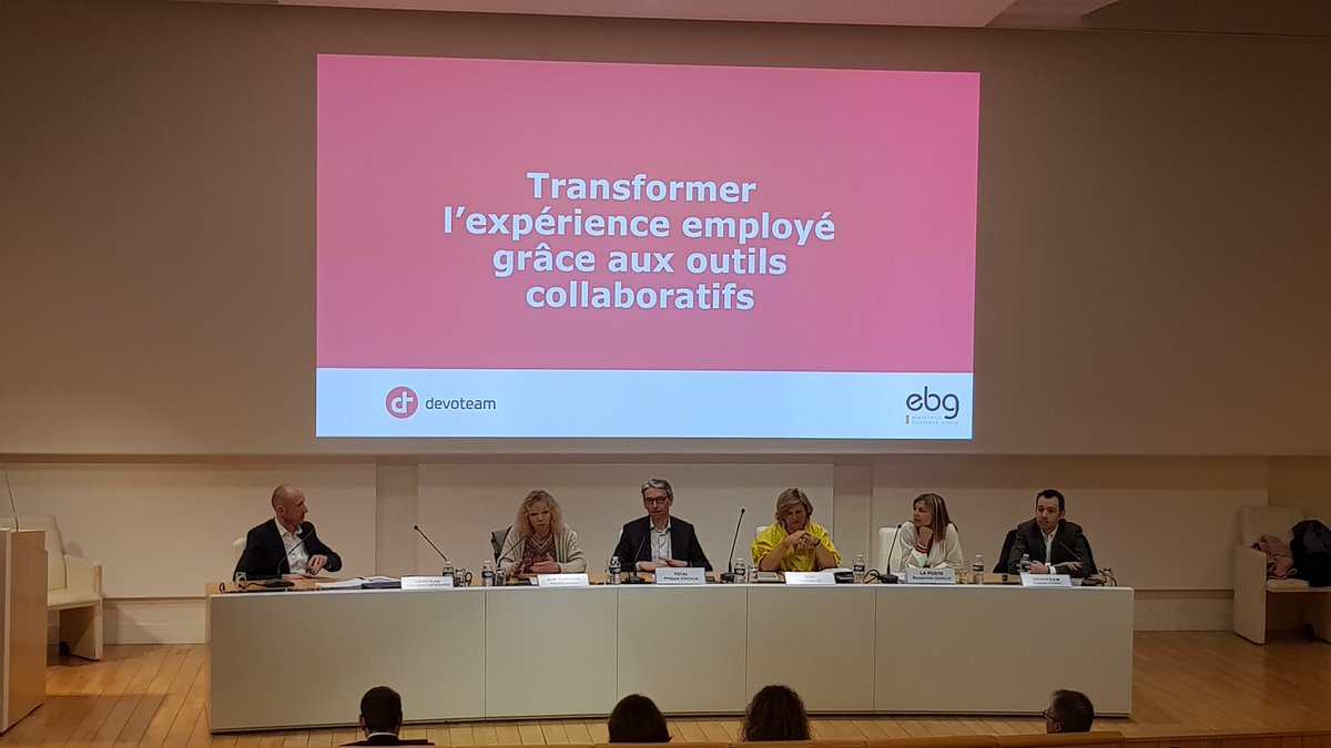 LMFusco's tweet photo. Table ronde "transformer l'expérience employée grâce aux outils collaboratifs" avec #EBG et #DevoteamMC #ConfDigitalWorkplace https://t.co/RZBuLdNFvV