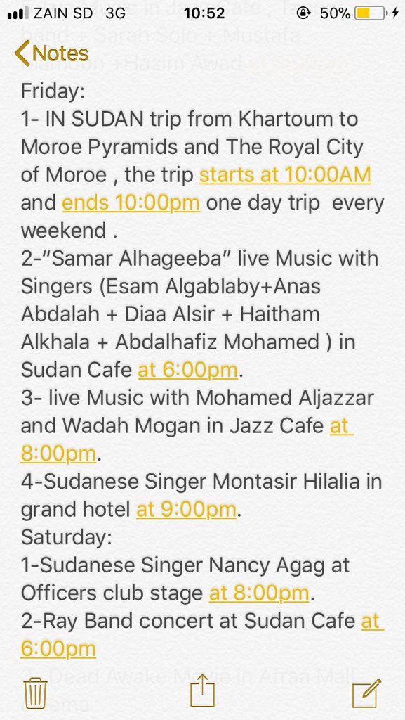 insudansd's tweet photo. Weekend in Khartoum:

There are such amazing events in Khartoum this weekend
Have a nice time ❤️

اذا كنت موجوداً في الخرطوم هناك العديد من الفعاليات التي تمكنك من قضاء أوقات ممتعة نهاية هذا الأسبوع .
نتمنى لكم قضاء أفضل الأوقات ❤️
👇🏼 https://t.co/CaW2dJuSIB