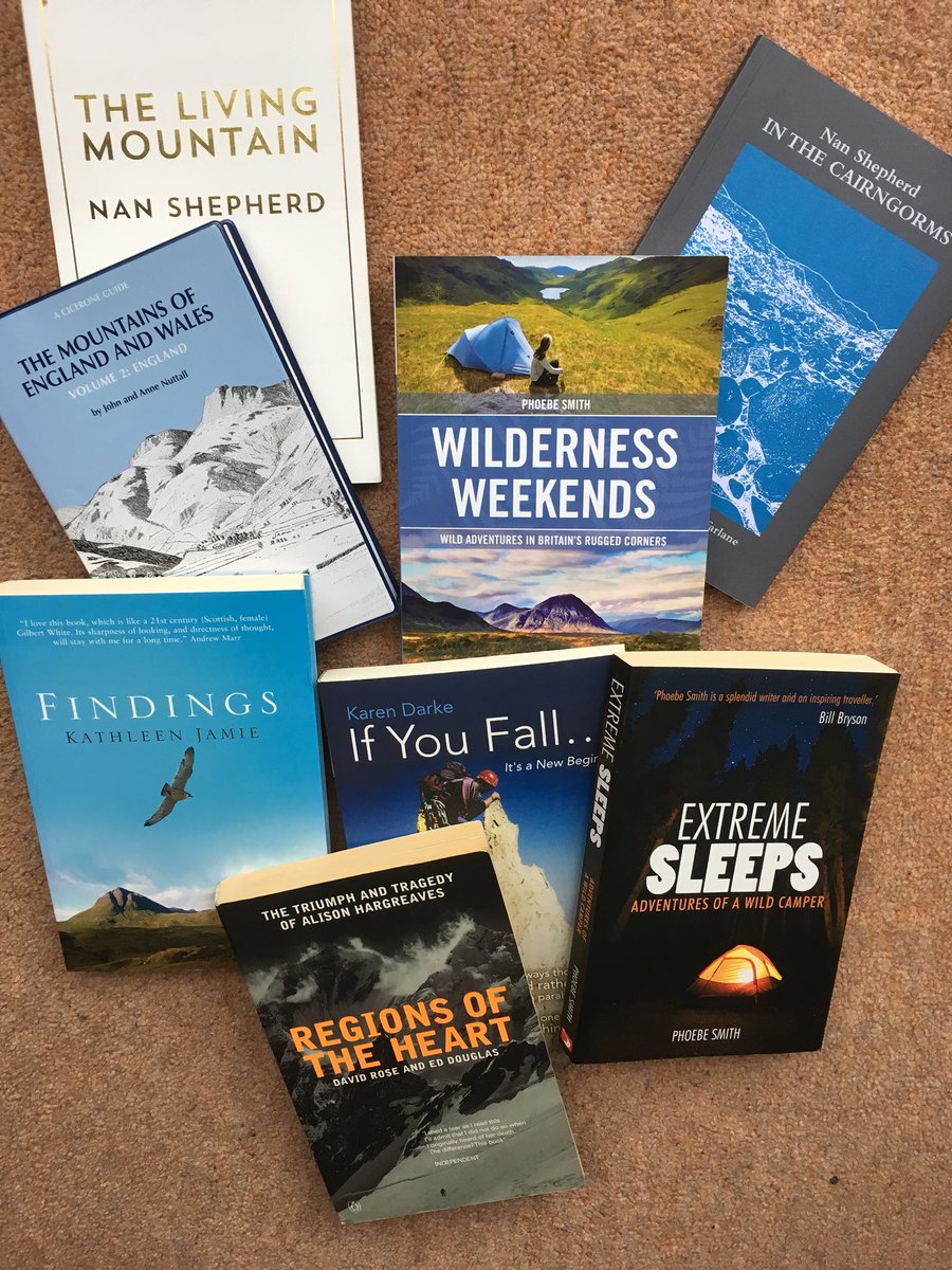 I can’t get to the #mountains today so to celebrate #IWD2018 #WomensDay I’m sharing a selection of my #books by the #women who DO inspire me to get #getoutside #mountainadventures #womenoutdoors @PhoebeRSmith @kdarke