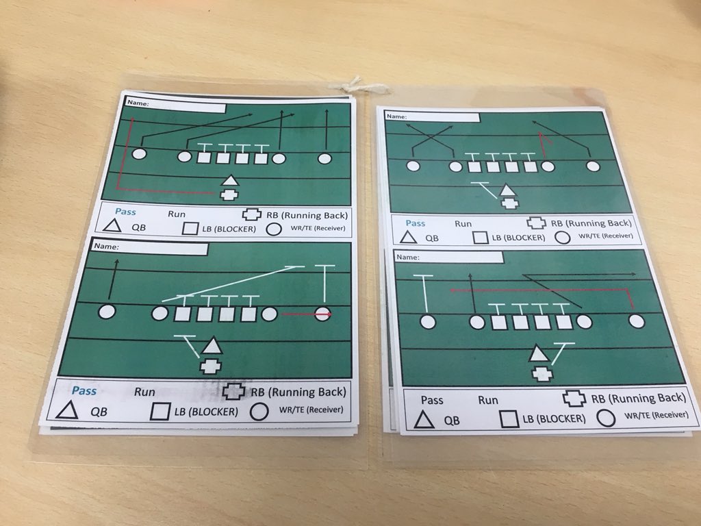 Buzzing for American Football 🏈 with year 9s, <a href="/MrTClarkPE/">MrTClarkPE</a> and <a href="/Jennings_PE/">Mr D Jennings</a> so I made some playbooks!! #football #callmebrady