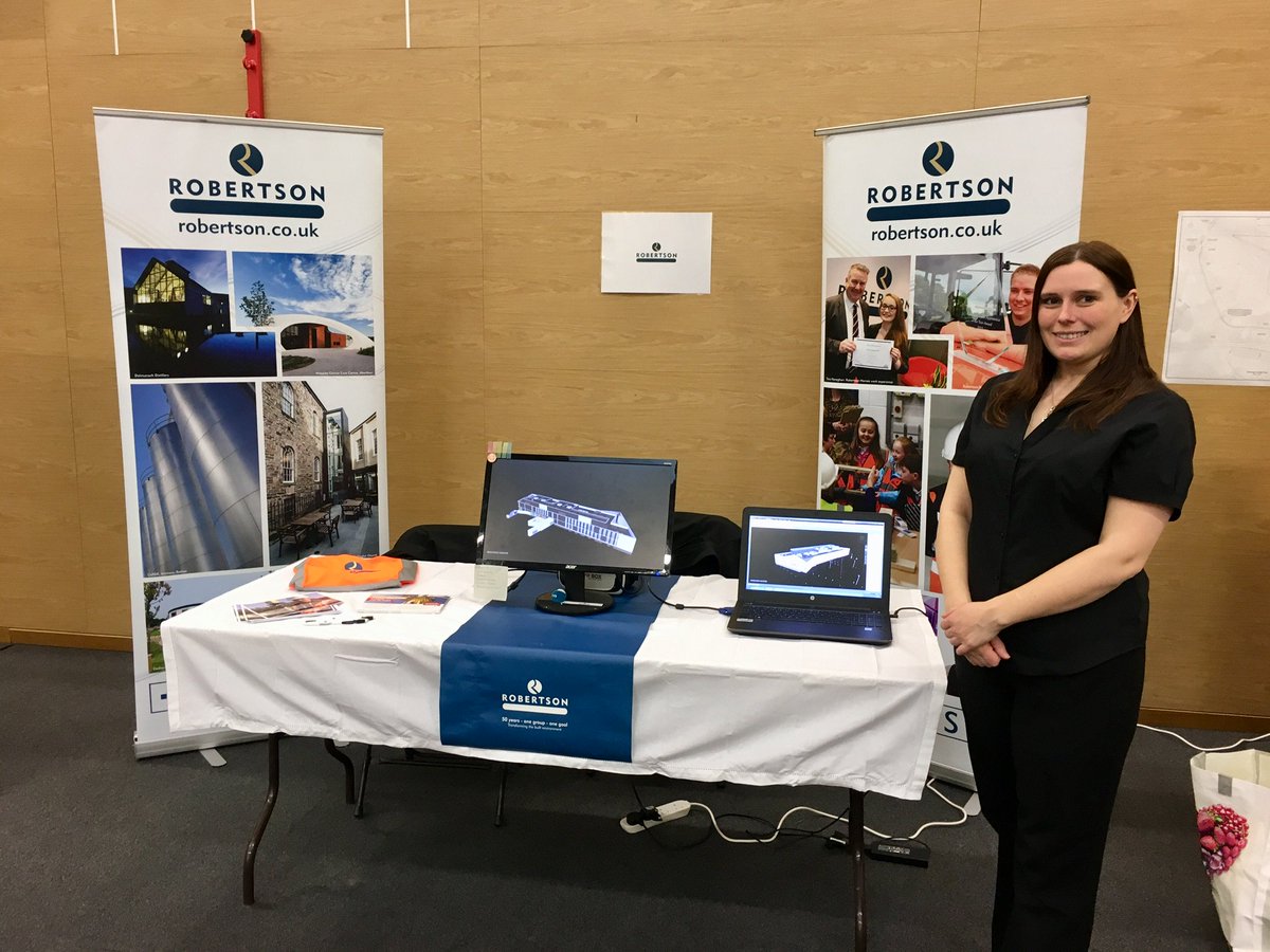 RobertsonGroup's tweet photo. Great to visit @ThinkUHI yesterday as part of #ScotAppWeek18. Our trainee #BIM coordinator explained how we are using Building Information Modelling on projects in Inverness, as well as the range of careersavailable to young people. #NAW18 #ApprenticeshipsWork #MyApprenticeStory https://t.co/E0adgrhKLL