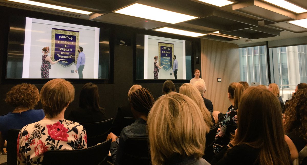 lisamurgatroyd's tweet photo. Kicking off #InternationalWomensDay2018 learning more about #EmmelinePankhurst at #EYWomensNetwork - great start to a day promoting better representation and a #pressforprogress in #WoManchester! https://t.co/yvtIyleHBO