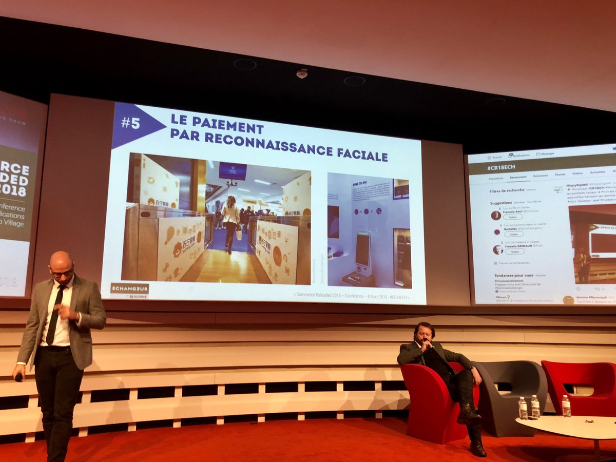 EnjoyDigitAll's tweet photo. ⚡️ #Livetweet #CR18ECH @Guillaume_Rio &amp; #NicolasDiacono démocratisation de l'identité faciale et du #paiement par reconnaissance faciale : #SmileToPay d'@AlibabaGroup a emboité le pas à un mouvement global en #Chine 🇨🇳 #CommerceReloaded #retailtech https://t.co/Rr5KLMz2k5