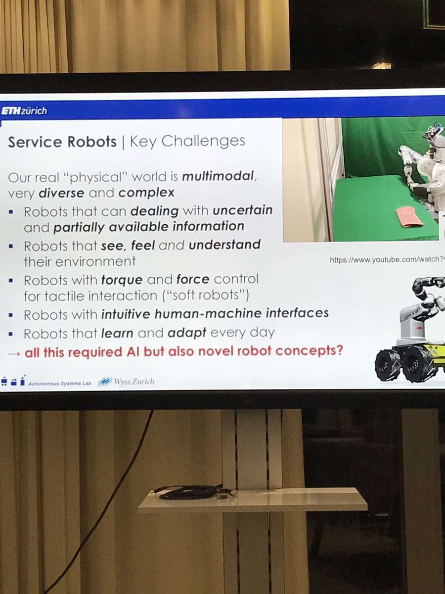 SwissCognitive's tweet photo. Prof. Roland Siegwart explained yesterday how #AI is really doing well in the data world, but as soon as it has to move in a real, multimodality world it struggles! Also a real challenge for a robot will be to clean your kitchen & not mess it up 😃🤖
@ETH @rsiegwart #ETHjuniors https://t.co/UPEauwa2fc