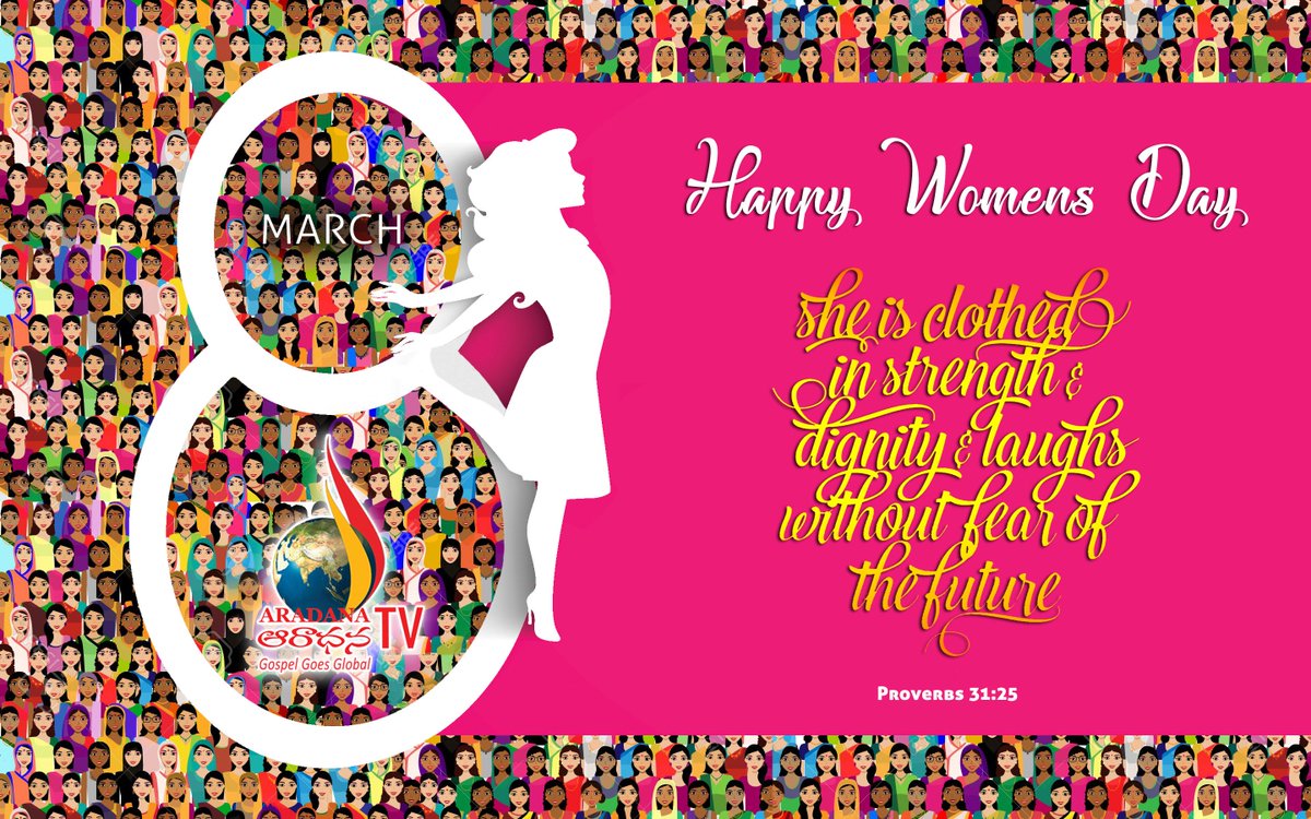 Aradanaltd's tweet photo. Wishing all the wonderful women out there who made this world a beautiful place, a Happy Womens Day !!

#AradanaTV #Proverbs31_25 #InternationalWomensDay #March8 #GospelGoesGlobal #WomensDay2018 https://t.co/DtzcyT6X2E