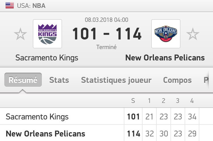 LrmPronos's tweet photo. 💰🔥RÉSULTAT PRONOS NIGHT :

• Match à 04H00 :

🇺🇸🏀Sacramento Kings 🆚 New Orleans Pelicans
   
   ➡️New Orleans vainqueur ✅
      
      ▶️Côte 1.45 ✅

@SacramentoKings
@PelicansNBA 

#LrmPronos #TeamParieur https://t.co/EN8h4eK7He
