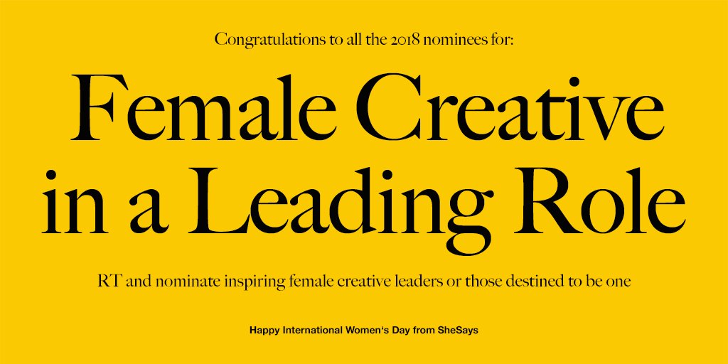 shesaysuk's tweet photo. This #IWD2018 we’re taking a stand for the Leading Female Creatives and #InclusionRider in advertising, today and tomorrow. With special thanks to #FrancesMcDormand, our nominations are: @LeoBurnettLDN’s Chaka Sobhani
@VCCP's Sophie Clark @WCRS_LDN’s Katy Hopkins @celestedalairac https://t.co/yl2j9VuyPT